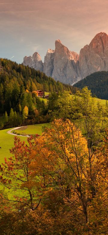 Valley of Funes, Mountains, Countryside, Landscape, High mountains, Summer, Forest, Trees, Greenery, Italy, 5K