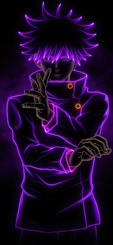 Megumi Fushiguro, Black background, Jujutsu Kaisen, 5K, 8K, Purple