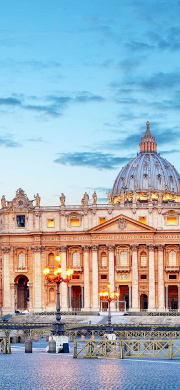 St Peter's Basilica, Vatican City, Baroque architecture, Church, 5K, Sunset, Dusk, Historical structure