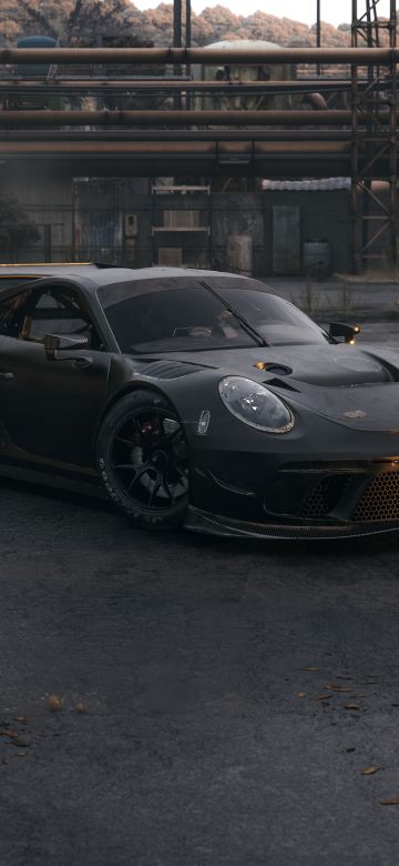 Porsche 911 GT3, CGI, 5K, Dark aesthetic