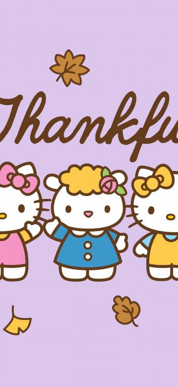 Thankful, Hello Kitty, Lavender background, 5K, Happy Thanksgiving