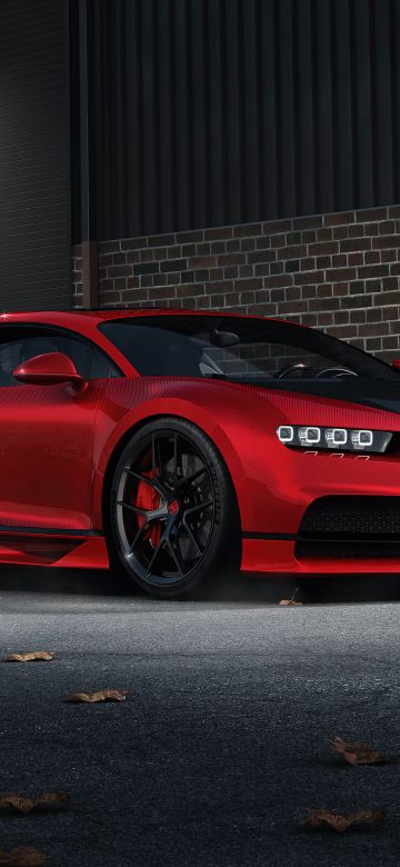 Bugatti Chiron Sport, CGI, 5K, Red cars, Dark red