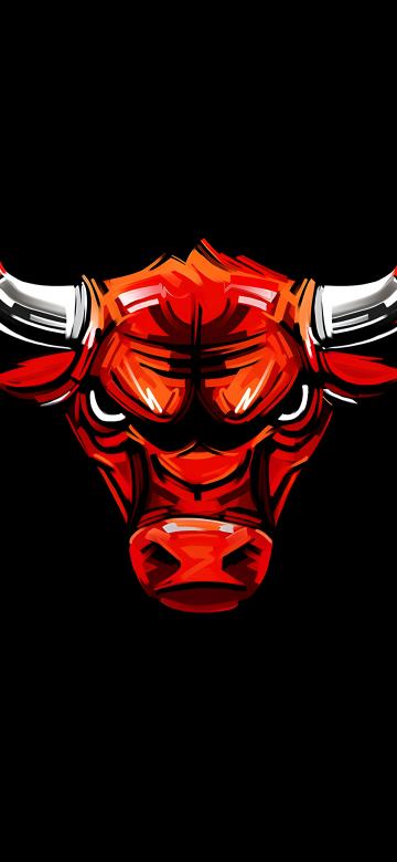 Chicago Bulls, Logo, Basketball team, AMOLED, Minimalist, 5K, 8K, Black background