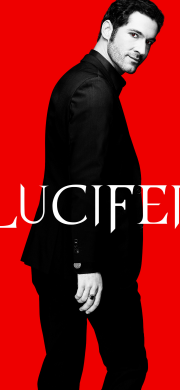 Lucifer, 5K, Tom Ellis, Lucifer Morningstar, Red background, TV series