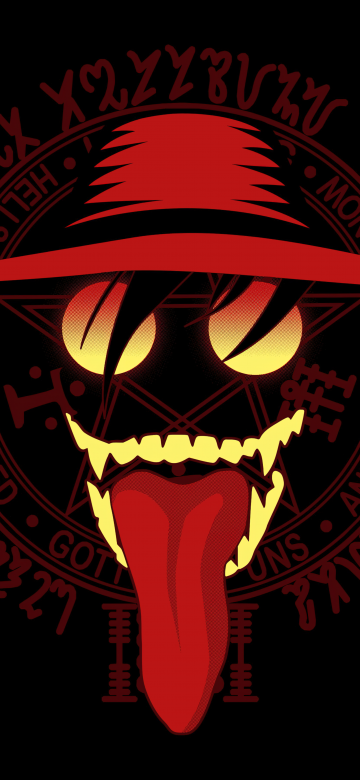 Alucard, Evil laugh, Hellsing, 5K, 8K, Black background, AMOLED