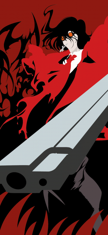 Hellsing, Alucard, Minimalist, Red background, 5K