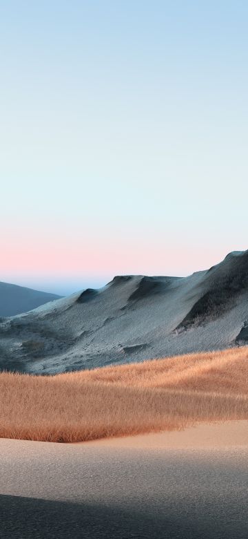 Hills, Landscape, Grass field, Clear sky, Microsoft Surface Book 3, Stock