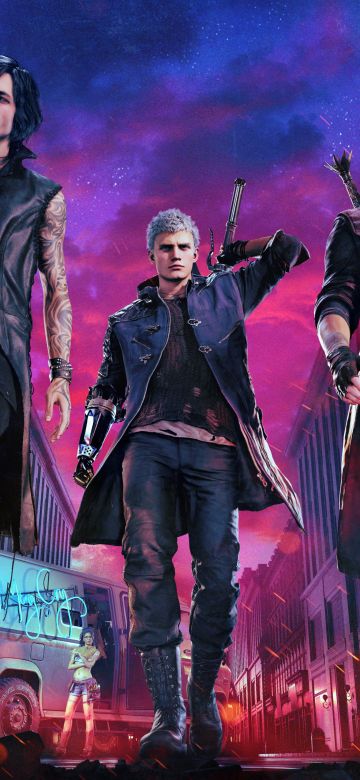 Devil May Cry 5, Game Art, V (Devil May Cry), Nero, Dante, 5K