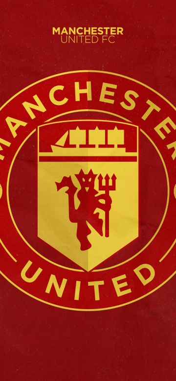 Manchester United, Football club, Red background, Logo, 5K