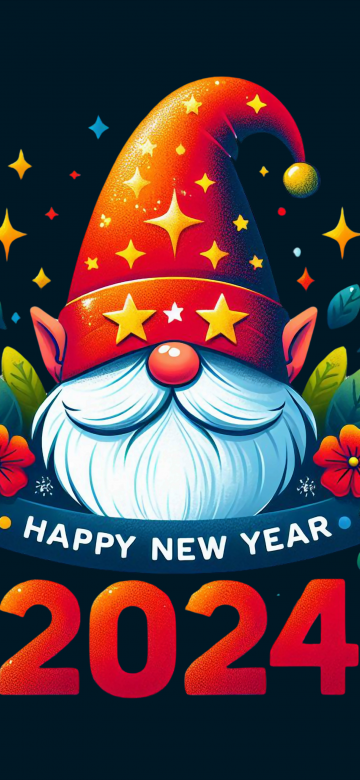 Happy New Year 2024, Santa Claus, AI art, Dark background, Illustration, 5K