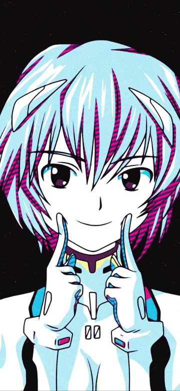 Rei Ayanami, Evangelion, Pop Art, Dark background, 5K