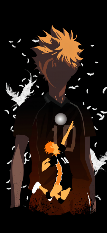 Shoyo Hinata, Haikyuu, AMOLED, 5K, 8K, Black background, Faceless, Minimal art