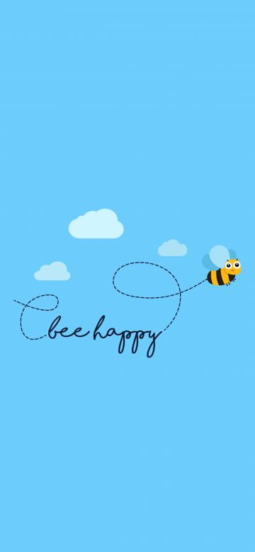 Bee happy, Clear sky, Sky blue, Clouds, Bee, Simple