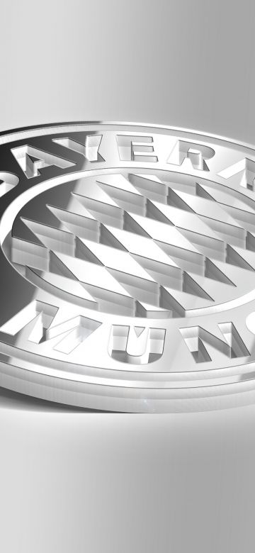 FC Bayern Munich, 3D Art, Logo, Monochrome, Football club, 5K