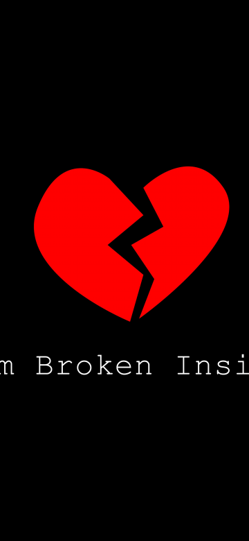 Heartbreak, Minimalist, 5K, AMOLED, Black background, 8K, Broken heart, Red heart, Sadness