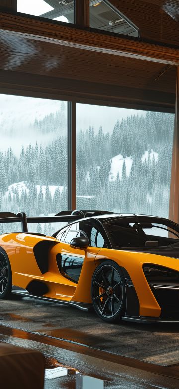 McLaren Senna, Cozy, Aesthetic interior, Winter, 5K, Fireplace, Christmas tree