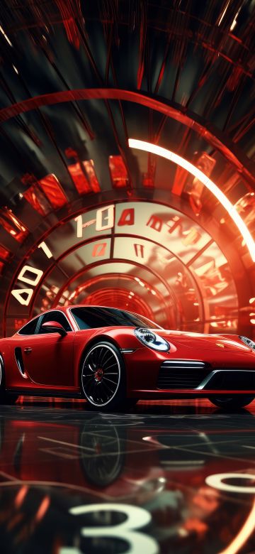 Porsche 911, Retro, Red cars, 5K, Futuristic, Exotic