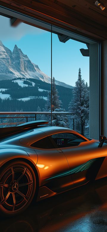 Mercedes-AMG ONE, Cozy, Fireplace, Winter, Aesthetic interior, 5K