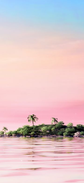 Tropical, Island, Aesthetic, Pink aesthetic, Palm trees, 5K