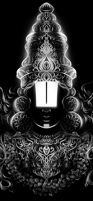 Venkateshwara Swamy, Hindu God, Hinduism, Tirupati Balaji, Srinivasa, 5K, 8K, Black and White, Monochrome