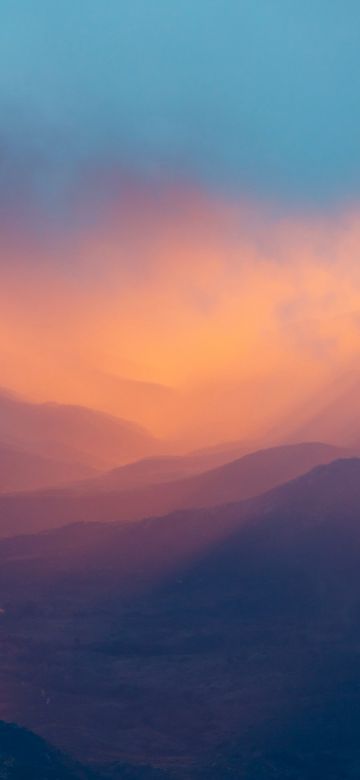 Sierra Nevada mountains, Sunset, Foggy, Valley, 5K, California