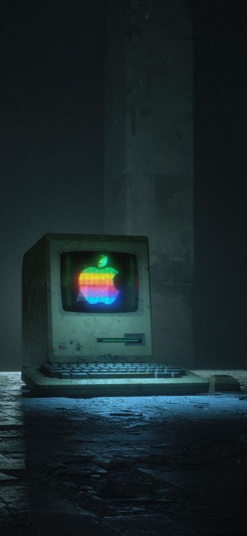 Apple computer, Apple logo, Retro, Dark