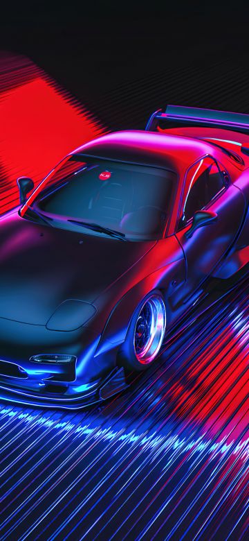 Mazda RX-7, Neon background, Japanese, JDM cars, Classic cars