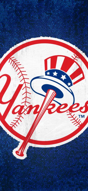 New York Yankees, Major League Baseball (MLB), Baseball team, 5K, Blue background