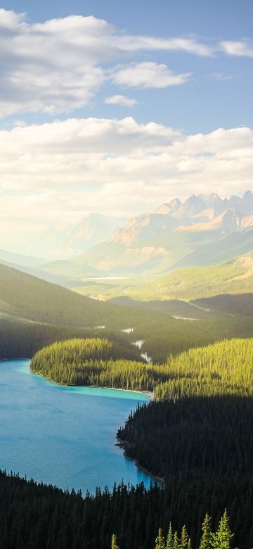 Banff National Park, Peyto Lake, Canadian Rockies, Mountains, Forest, Daylight, Sunny day, Summer, Canada, Aesthetic