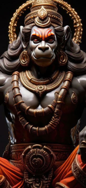 Lord Hanuman, Illustration, Digital Art, 5K, Anjaneya, Jai Shri Ram, Bajrangbali, Hindu God, Dark background