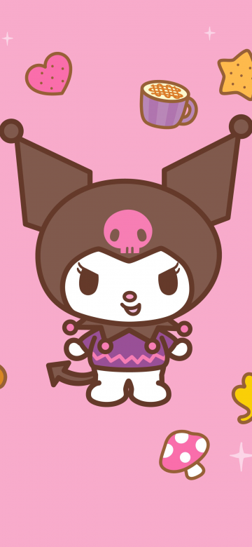 Sanrio, Kuromi, Pastel pink, 5K, Cute cartoon