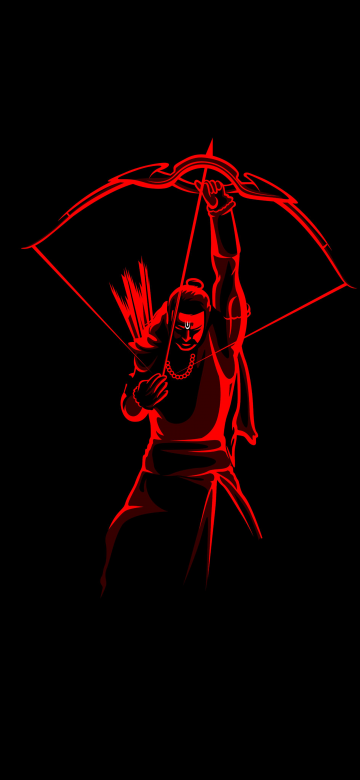 Adipurush, Lord Rama, Jai Shri Ram, Hinduism, Hindu God, AMOLED, Minimalist, 5K, 8K, Black background