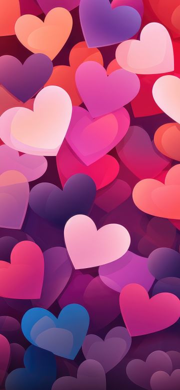 Colorful, Love hearts, Aesthetic, 5K, Vibrant, AI art, Girly backgrounds, Valentine