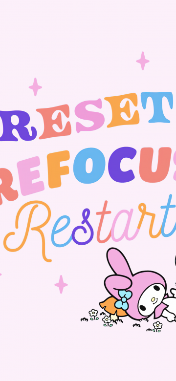 Reset, Restart, Focus, My Melody, Sanrio, Pastel pink, 5K