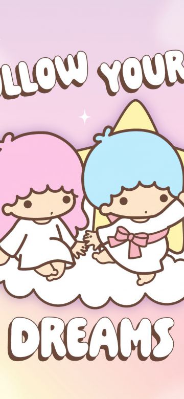 Follow your Dreams, Little Twin Stars, Sanrio, Cute cartoon, Girly backgrounds, Pastel background