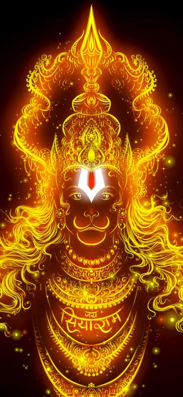 Lord Hanuman, Glowing, Bajrangbali, Hindu God, Anjaneya, 5K, Black background, AMOLED