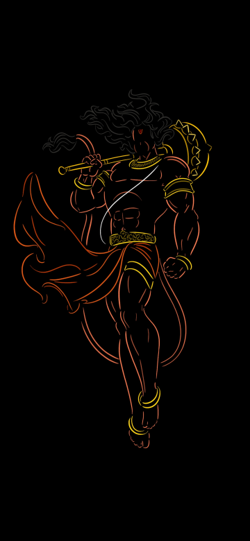 Bajrangbali, Minimalist, Hindu God, Lord Hanuman, Anjaneya, 5K, Black background, AMOLED