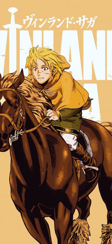 Vinland Saga, Yellow background, Minimalist, 5K, Thorfinn