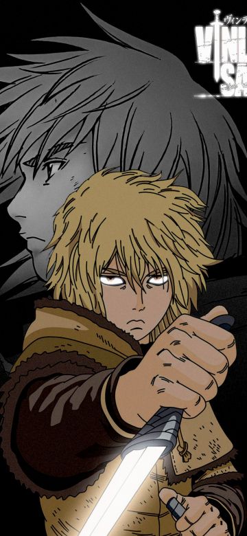 Thorfinn, AMOLED, 5K, Black background, Vinland Saga