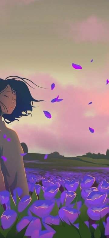 Lofi girl, Lavender fields, 5K, Purple aesthetic