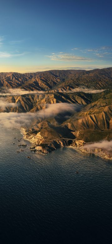 Big Sur, California, Mountains, Clouds, Daylight, Sunny day, macOS Big Sur, Stock, 5K, Summer