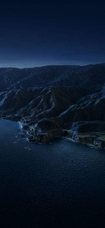 Big Sur, 5K, Mountains, Night, Dark, macOS Big Sur, Stock, California