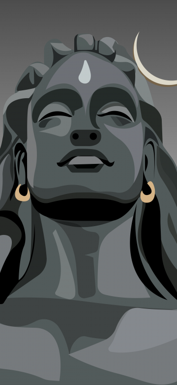 Adiyogi, Minimalist, Lord Shiva, Parameshwara, Mahadev, Hindu God, Parashiva, Third eye, 5K, 8K, Crescent Moon, Hinduism