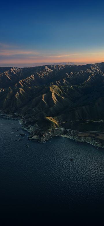 Big Sur, Dawn, Mountains, Clear sky, Sunrise, Morning, macOS Big Sur, Stock, California, 5K