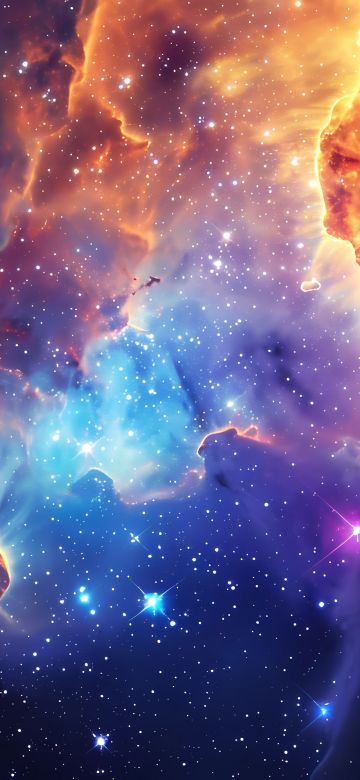 Galaxy, Cosmic phenomena, Nebula, 5K, Vibrant, Colorful, Stars