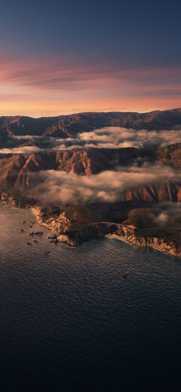 Big Sur, Sunset, Mountains, Clouds, Evening, macOS Big Sur, Stock, California, Aesthetic, 5K