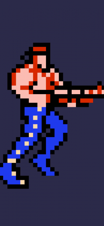 Bill Rizer, Pixel art, Contra, 5K, Dark background