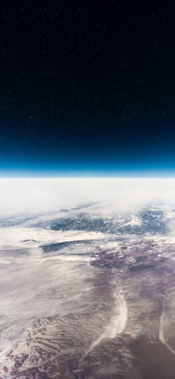 Earth, Horizon, Above clouds, Starry sky, Blue Sky, Polar Regions