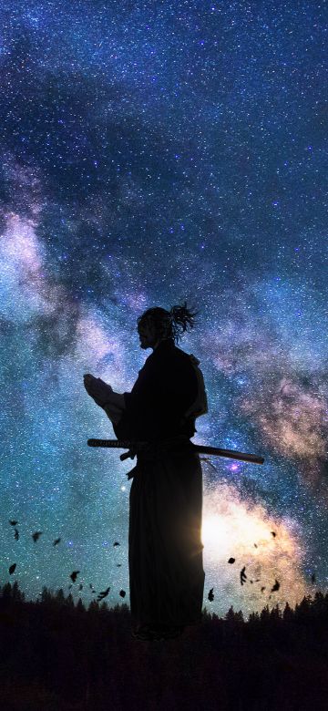 Miyamoto Musashi, Silhouette, 5K, Vagabond, Milky Way