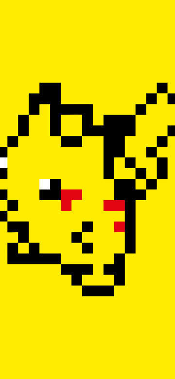 Pikachu, Pixel art, 12K, Yellow background, Minimal art, 5K, 8K, 10K